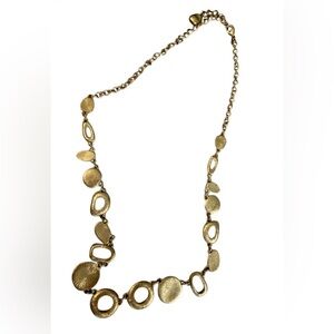 #748 Lia Sophia Gold Tone Disc Link Necklace Modern Statement